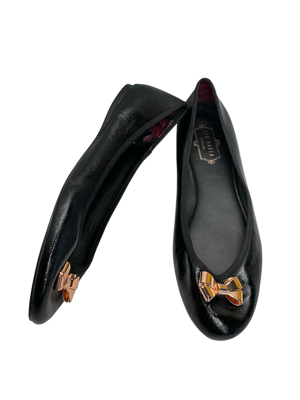 Ted Baker Imme 2 ballerina flats in black patent leather, signature Bow Size 41